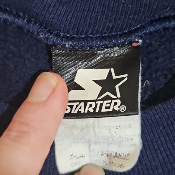 Vintage STARTER Embroidered Essentials Crewneck Sweater Sweatshirt Blue Size XL - Picture 6 of 6
